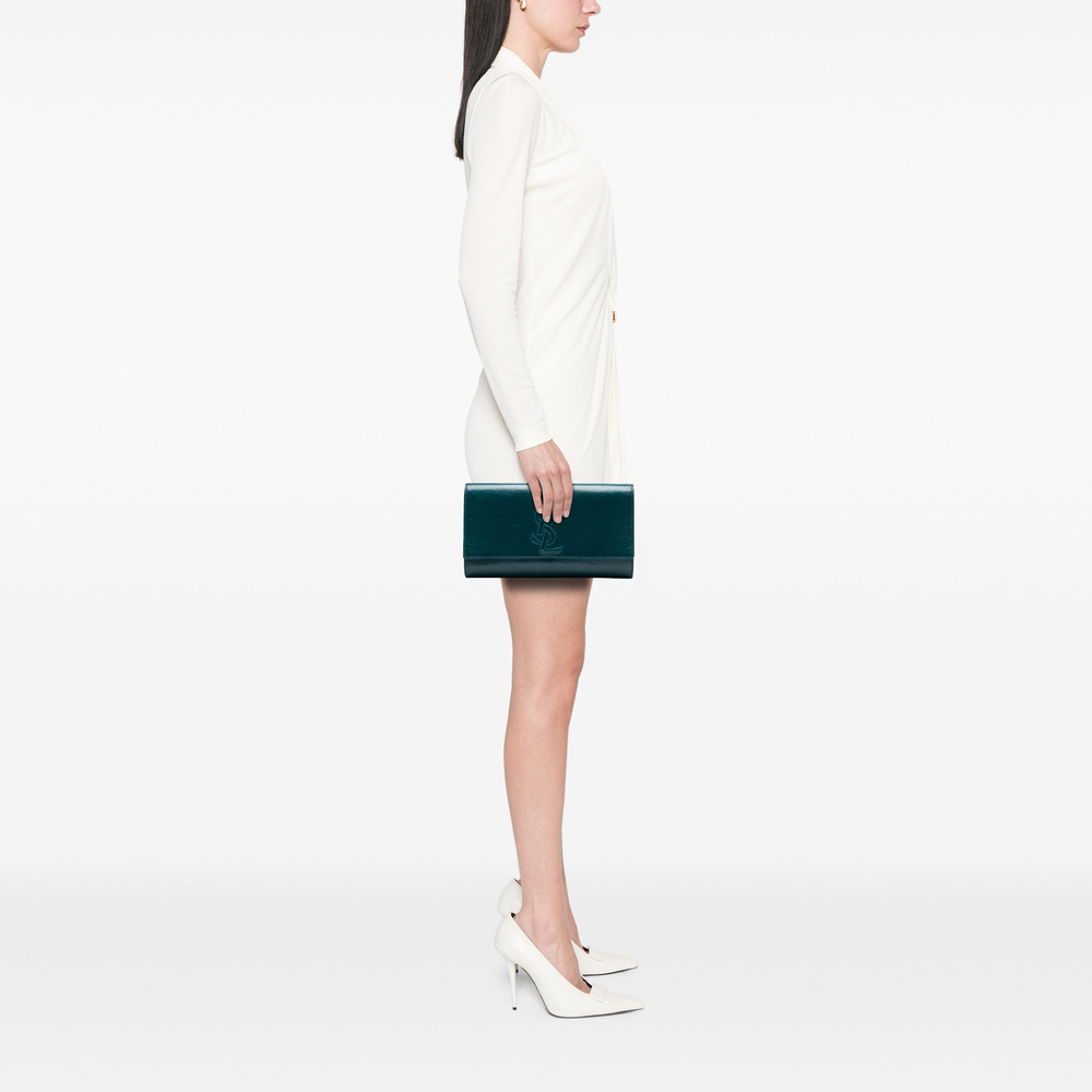 Pre-Loved Saint Laurent Large Textured Patent Belle De Jour Clutch - Picture 7 of 7